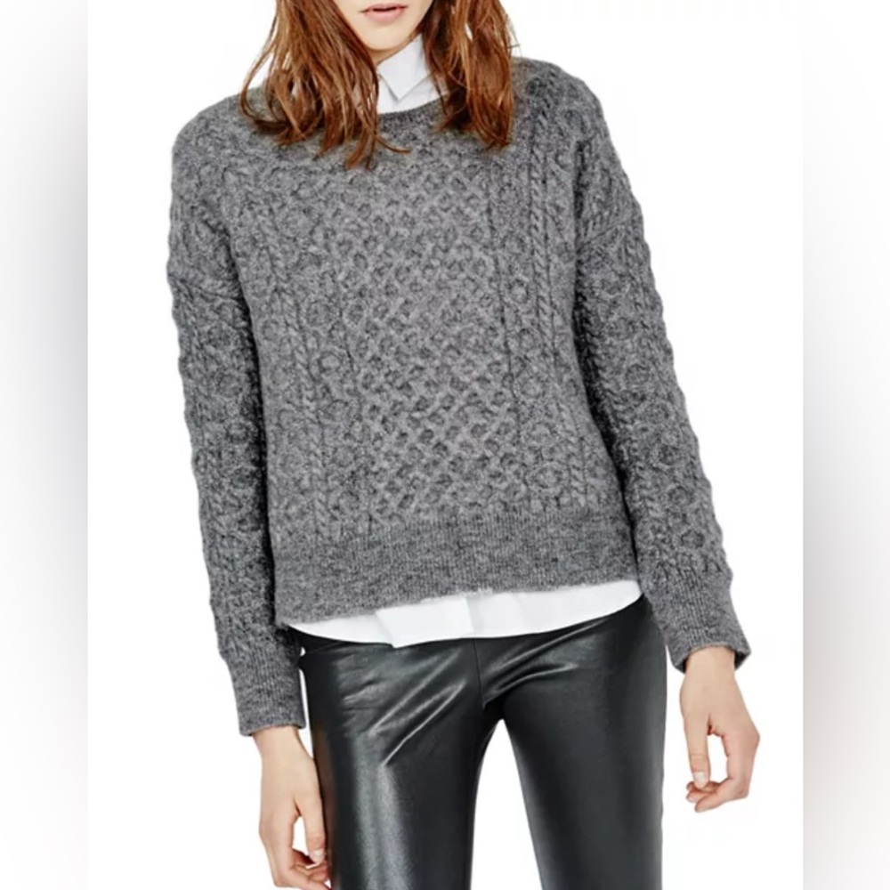 Maje Gray Cable Knit Sweater